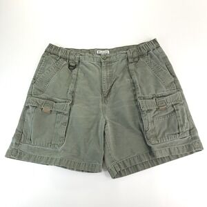 Columbia Cargo‎ Shorts Mens Large 36x6 Army Green Heavy Canvas Elastic Waist